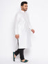 Men's Plus Size White Silk Blend Kurta And Black Pyjama Set
