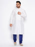 Men's Plus Size White Silk Blend Kurta And Blue Pyjama Set