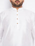 Men's Plus Size White Silk Blend Kurta And Blue Pyjama Set