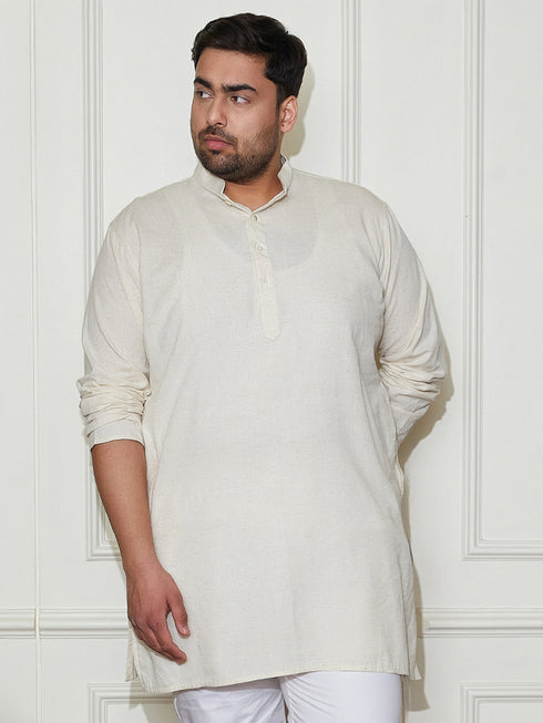 Plus Men's Cream Cotton Kurta