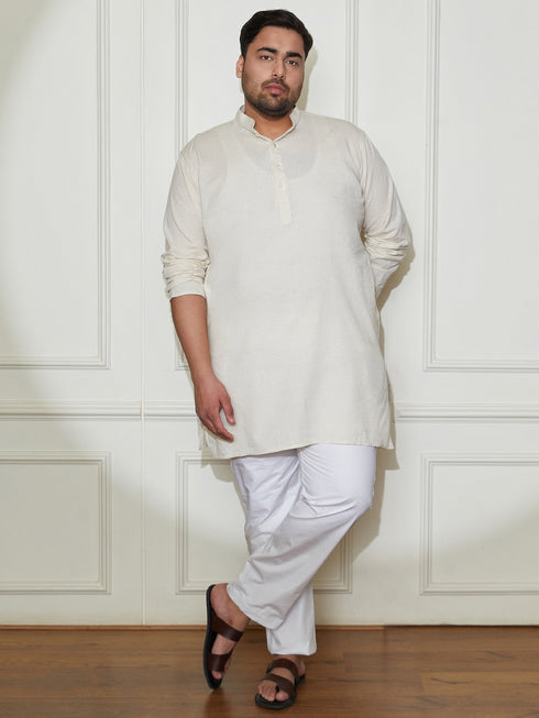 Plus Men's Cream Cotton Kurta