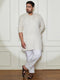 Plus Men's Cream Cotton Kurta Pyjama Set