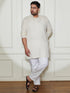 Plus Men's Cream Cotton Kurta Pyjama Set