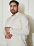Plus Men's Cream Cotton Kurta Pyjama Set