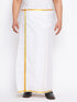 Men's Plus Size White And Gold Dhoti/Mundu/Vesty