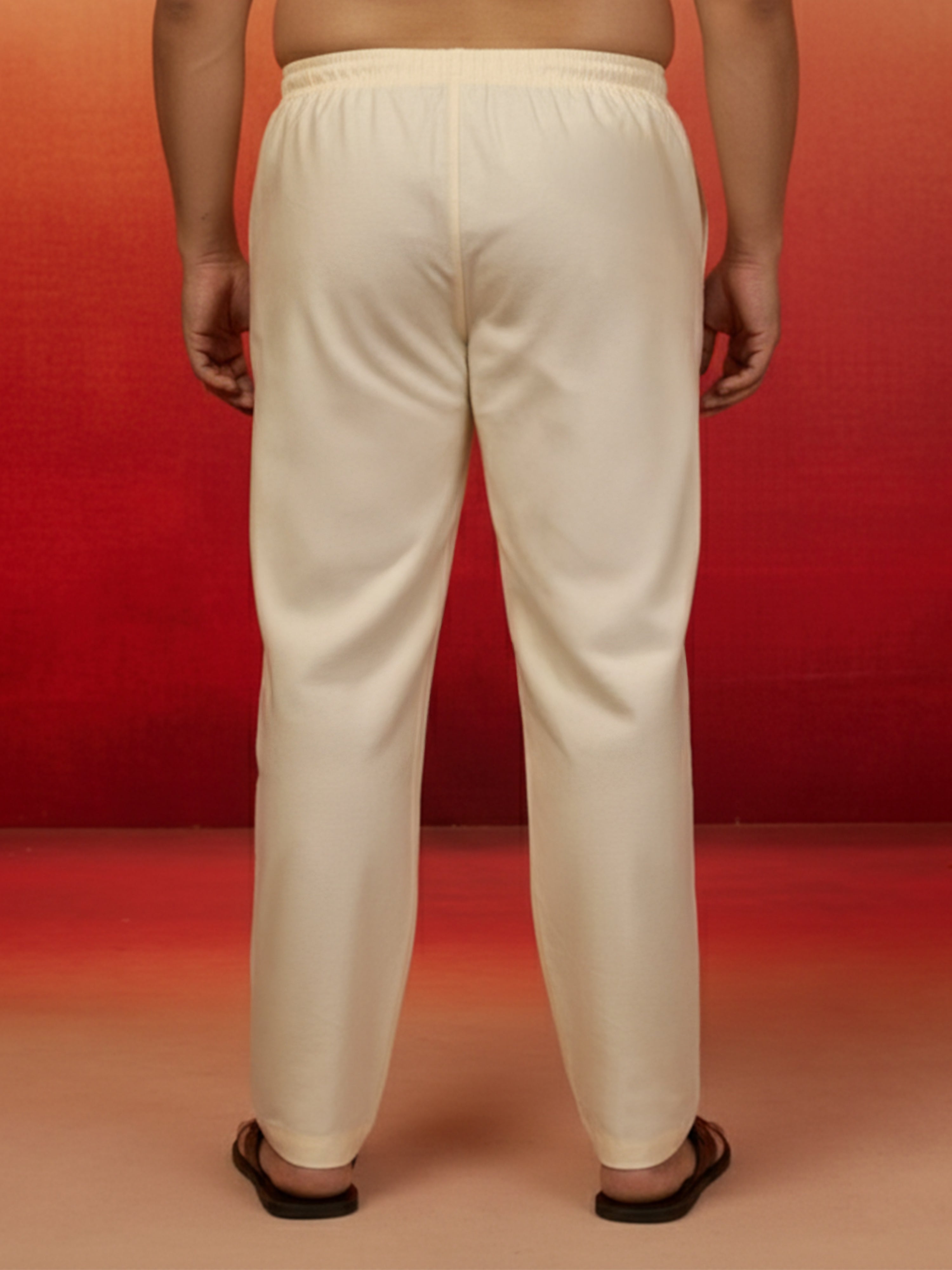 Men's Cream Cotton Lycra Pyjama