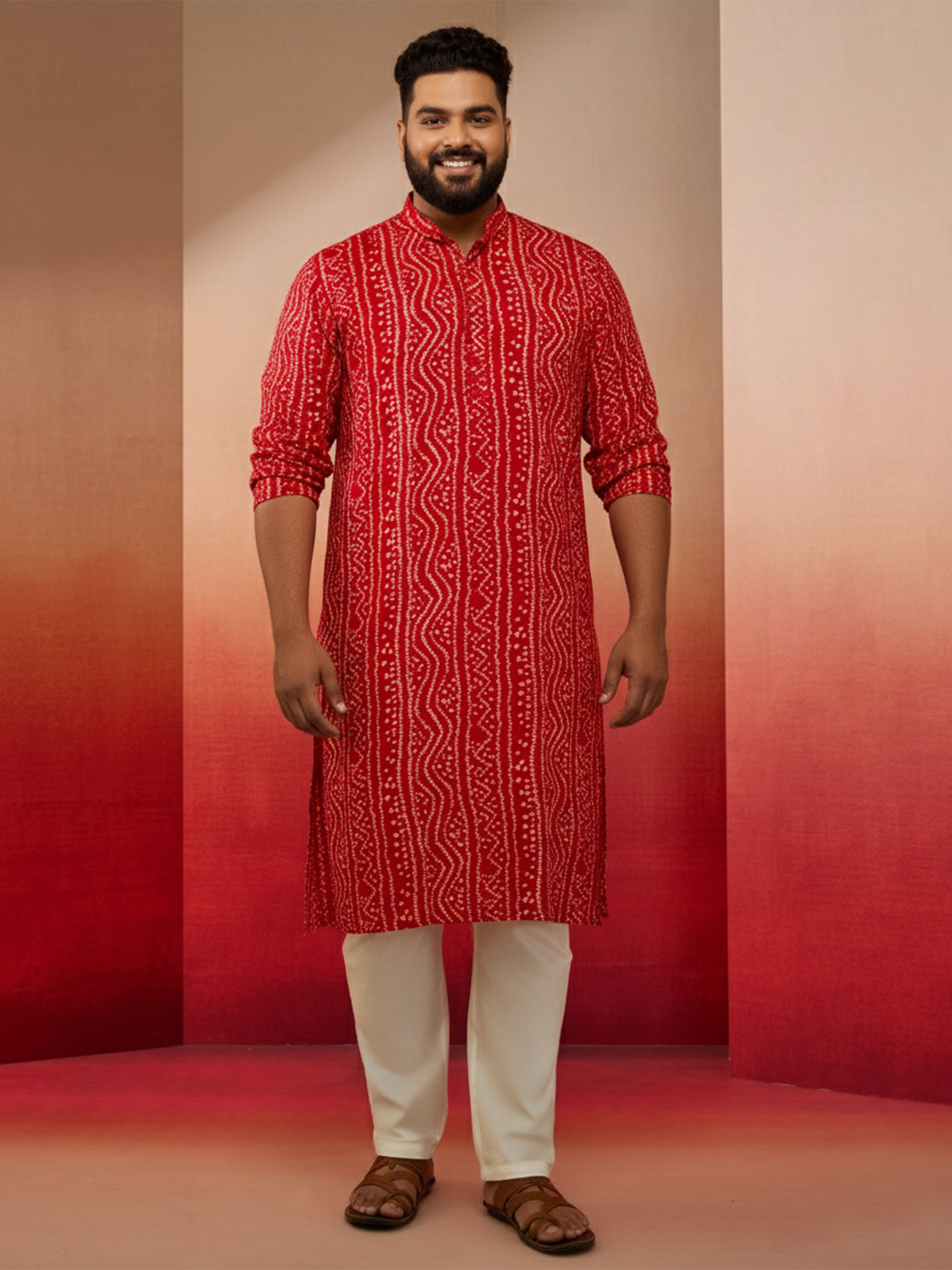 Men's Cream Cotton Lycra Pyjama