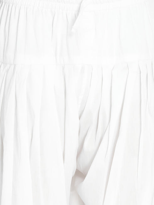 Men's White Viscose Kurta with Patiala Pant