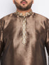 Men's Plus Size Gold Silk Blend Curved Kurta And Dhoti Set