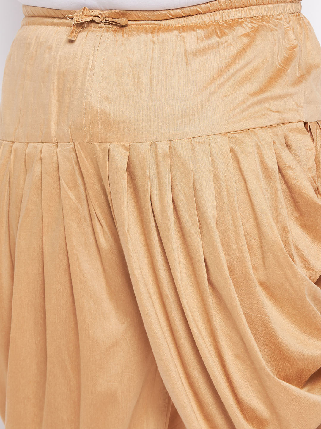 Men's Plus Size Gold Silk Blend Curved Kurta And Dhoti Set