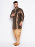 Men's Plus Size Gold Silk Blend Curved Kurta And Dhoti Set