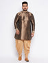 Men's Plus Size Gold Silk Blend Curved Kurta And Dhoti Set
