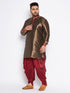 Men's Plus Size Maroon Silk Blend Curved Kurta And Dhoti Set