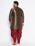 Men's Plus Size Maroon Silk Blend Curved Kurta And Dhoti Set