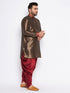 Men's Plus Size Maroon Silk Blend Curved Kurta And Dhoti Set