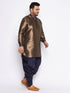 Men's Plus Size Navy Blue Silk Blend Curved Kurta And Dhoti Set