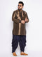 Men's Plus Size Navy Blue Silk Blend Curved Kurta And Dhoti Set