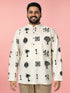 Men's Beige Cotton Ethnic Motiff Regular Kurta