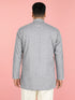 Men's Grey Cambric Cotton Ethnic Motiff Thigh Length Kurta