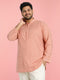 Men's Pink Cambric Cotton Ethnic Motif Print Kurta