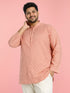 Men's Pink Cambric Cotton Ethnic Motif Print Kurta