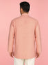 Men's Pink Cambric Cotton Ethnic Motiff Regular Kurta