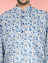 Men's White Cotton Floral Regular Kurta