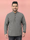 Men's Black Cotton Geometric Print Mandarin Collar Kurta