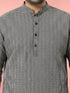 Men's Black Cotton Geometry Regular Kurta