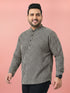 Men's Black Cotton Geometry Regular Kurta