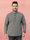 Men Black Geometric Plain Regular Length Straight Kurta