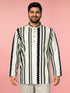 Men's Off-White Cotton Geometric Print Regular Kurta