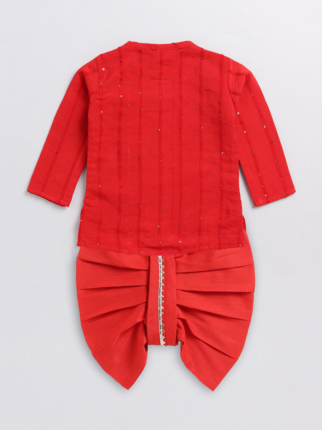 Boy's Red Chanderi Ethnic Combo Set