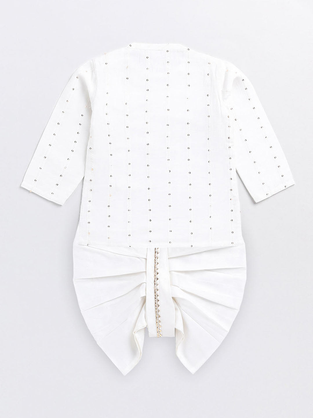 Boy's White Chanderi Ethnic Combo Set