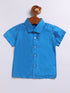 Infant Boy's Turquoise Viscose Shirt,Mundu And Dupatta Set.