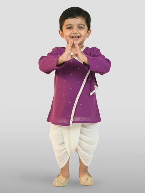 Boy's Purple Kurta And Dhoti Set