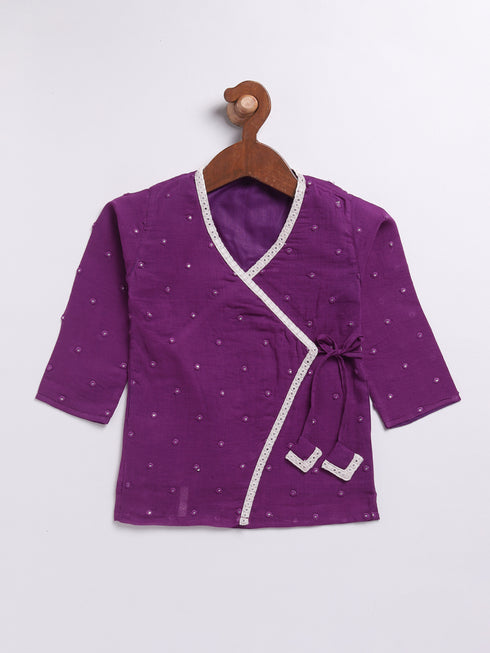 Boy's Purple Kurta And Dhoti Set
