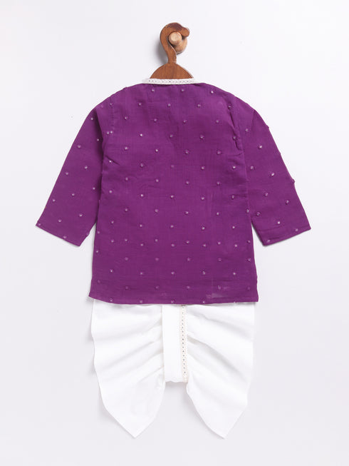 Boy's Purple Kurta And Dhoti Set
