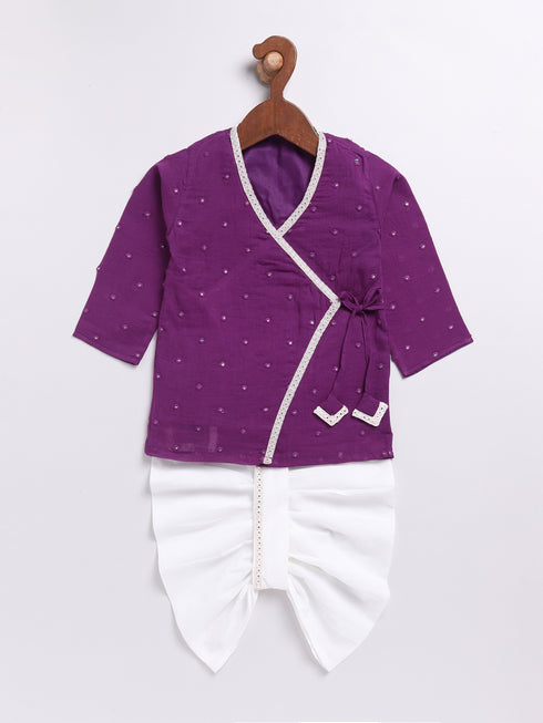 Boy's Purple Kurta And Dhoti Set