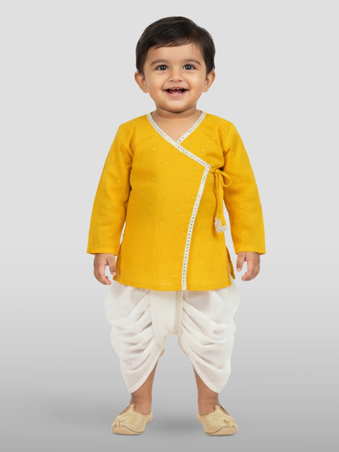 Boy's Yellow Kurta And Dhoti Set