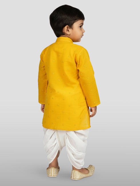 Boy's Yellow Kurta And Dhoti Set
