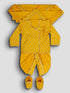 Boys Mustard Viscose Jacquard Kurta Dhoti Set with Floral Pattern