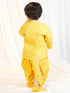 Boys Mustard Viscose Jacquard Kurta Dhoti Set with Floral Pattern