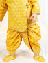 Boys Mustard Viscose Jacquard Kurta Dhoti Set with Floral Pattern