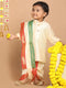 Boy's Gold-Toned Kurta With Dhoti Pants & With Dupatta