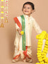 Boy's Gold-Toned Kurta With Dhoti Pants & With Dupatta