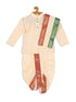 Boy's Gold-Toned Kurta With Dhoti Pants & With Dupatta