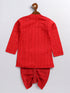 Sishu Boy's Red Embellished Angrakha Kurta Dhoti Set