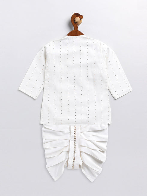 Sishu Boy's White Embellished Angrakha Kurta Dhoti Set