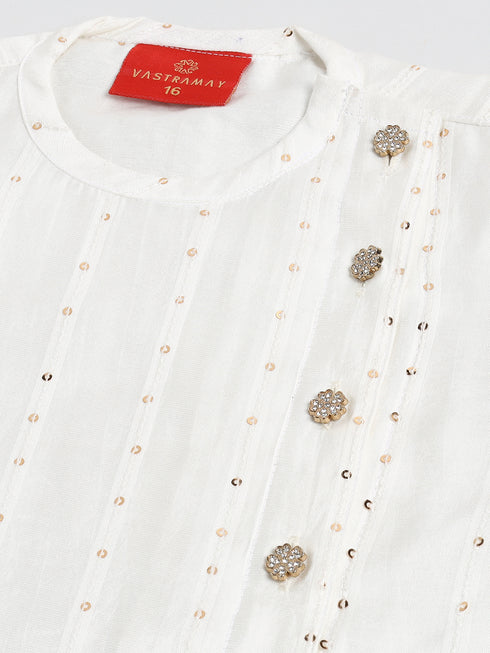 Sishu Boy's White Embellished Angrakha Kurta Dhoti Set